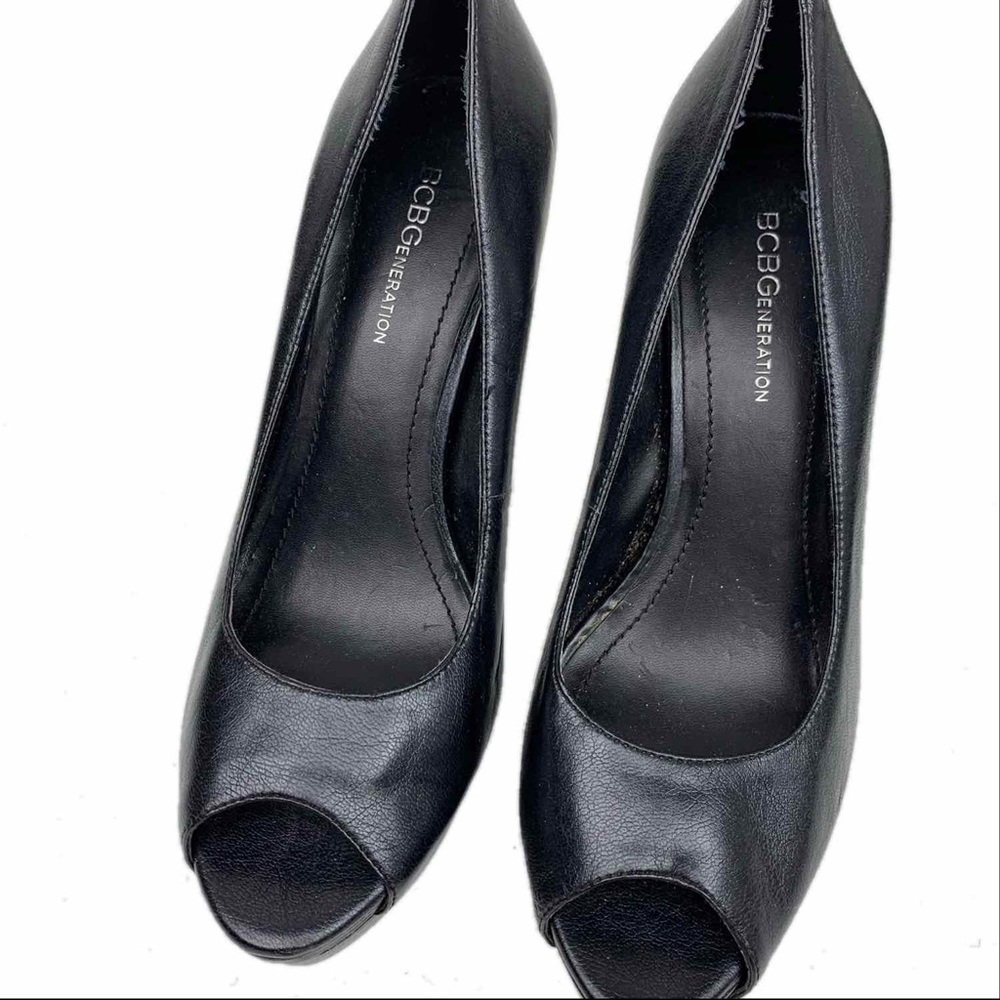 BCBGeneration Black Peep-Toe Heels Size 7